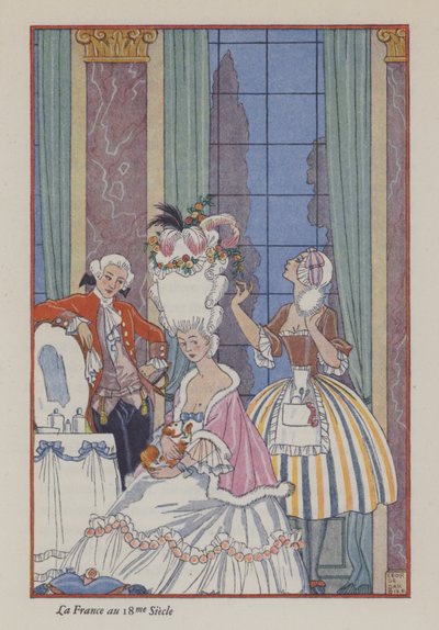 El Romance del Perfume: La France au 18me Siecle (litografía en color) de Georges (after) Barbier