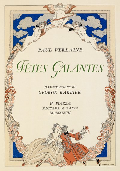 Un hombre y una mujer besándose. de Georges Barbier