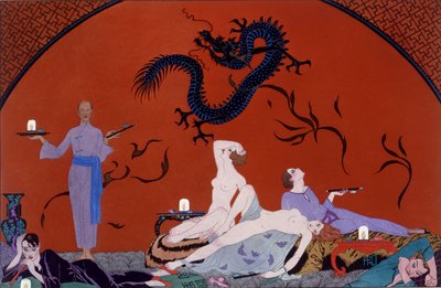 En la casa de Pasotz, c.1921 (grabado en pochoir) de Georges Barbier