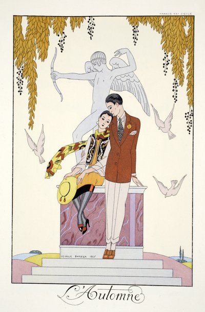 Otoño, de "Falbalas & Fanfreluches, Almanach des Modes Présentes, Passes et Futures". de Georges Barbier
