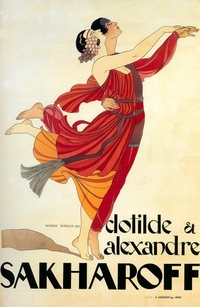 Bailarines Clotilde y Alexandre Sakharoff 1921 (cartel) de Georges Barbier
