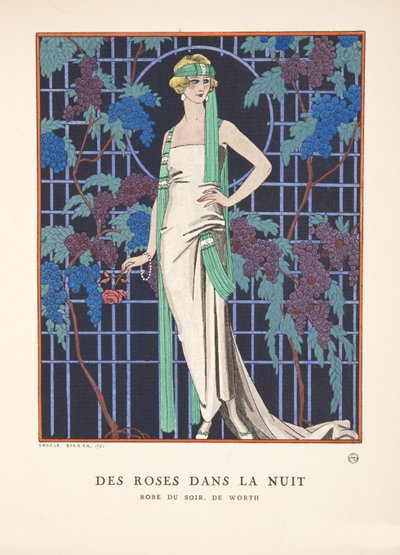 Des Roses dans la Nuit, de una colección de láminas de moda de Georges Barbier