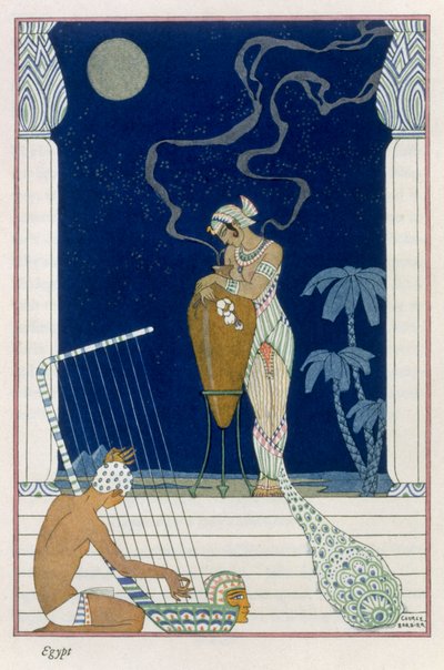 Egipto, de "El arte del perfume", pub. 1912 (impresión en pochoir) de Georges Barbier