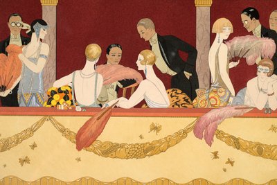 Eventails, grabado por H. Reidel de Georges Barbier