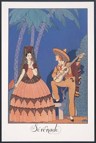 Falbalas et Fanfreluches, Almanaque para 1924, Serenata, de George Barbier, impresión de Georges Barbier