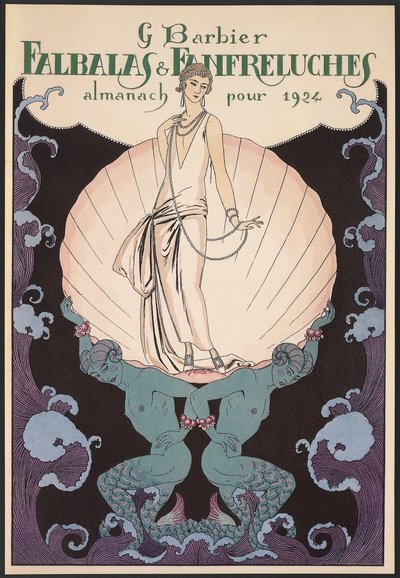 Falbalas et Fanfreluches, Almanaque para 1924, portada, por George Barbier, impresión de Georges Barbier