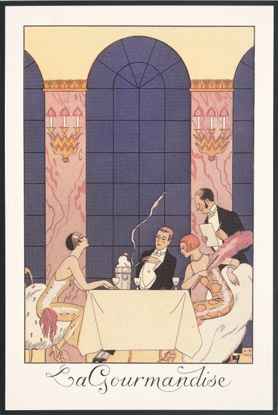 Falbalas et Fanfreluches, Almanaque de 1925: "La gourmandise", de George Barbier, impresión de Georges Barbier