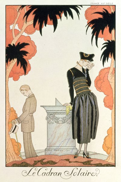 "Falbalas et fanfreluches, Almanach des Modes", modas para 1921 (impresión de pochoir) de Georges Barbier