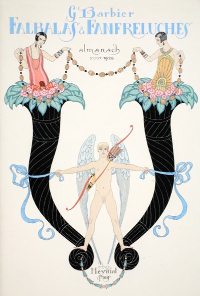 Portada de "Falbalas & Fanfreluches, Almanach des Modes Présentes, Passées et Futures". de Georges Barbier
