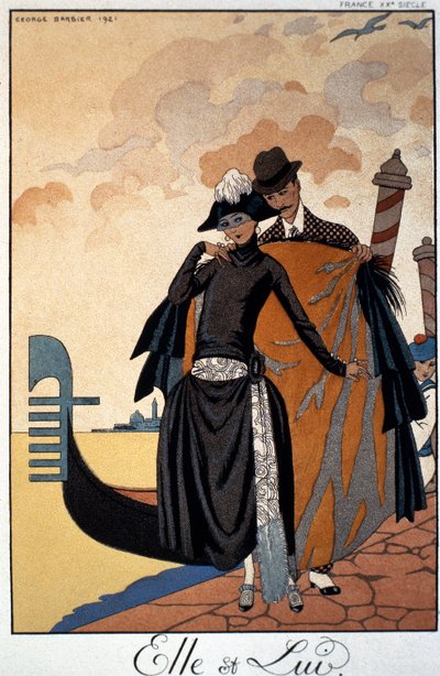 Ella y Él, Ilustración de moda de Georges Barbier