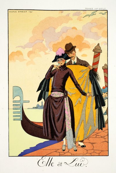 Ella y él, de "Falbalas & Fanfreluches, Almanach des Modes Présentes, Passées et Futures". de Georges Barbier