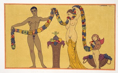 Ilustración de Les Chansons de Bilitis, de Pierre Louys, pub. 1922 (impresión en pochoir) de Georges Barbier