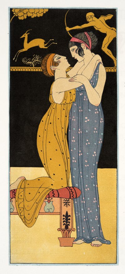 La Desir, ilustración de Les Chansons de Bilitis, de Pierre Louys, pub. 1922 (impresión en plantilla) de Georges Barbier
