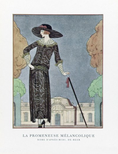 El caminante melancólico, pub. 1922 (impresión en plantilla) de Georges Barbier