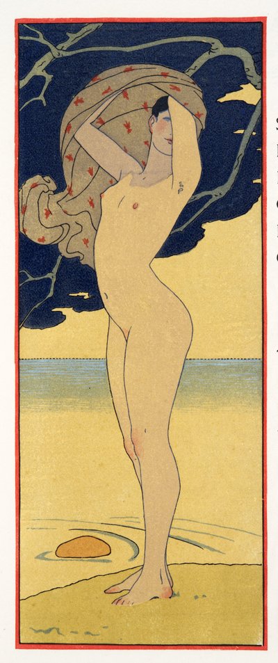 La Riviere de la Foret, ilustración de Les Chansons de Bilitis, de Pierre Louys, pub. 1922 (impresión en plantilla) de Georges Barbier