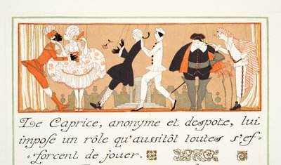 Le Caprice, de Personages de Comedie, pub. 1922 (impresión en pochoir) de Georges Barbier