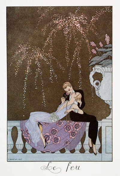 Le Feu, litografía de George Barbier (1882-1932), de Falbalas et Fanfreluches, Almanach des Modes Presentes, Passees et Futures de Georges Barbier
