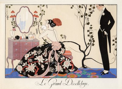 Le Grand Décolletage, grabado de H. Reidel de Georges Barbier