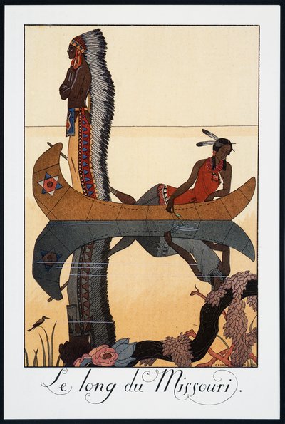 Le long du Missouri, litografía de George Barbier (1882-1932), de Falbalas et Fanfreluches, Almanach des Modes Presentes, Passees et Futures, Francia, siglo XX de Georges Barbier