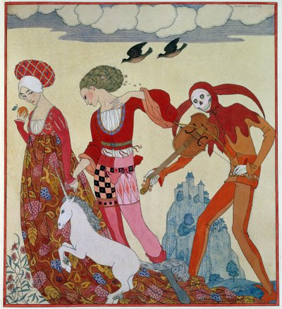 Amor, deseo y muerte (tintas con técnica mixta) de Georges Barbier