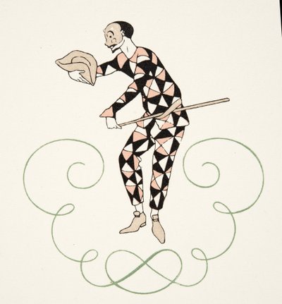 Pierrot, de Personages de Comedie, pub. 1922 (impresión en pochoir) de Georges Barbier