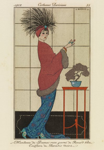 Placa de "Costumes Parisiens de Georges Barbier