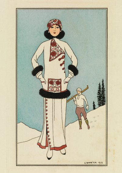 Pour St.Moritz, Plato de "Costumes Parisiens de Georges Barbier