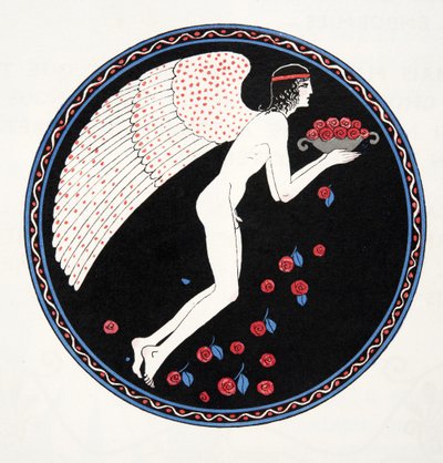 Rosas en la noche, ilustración de Les Chansons de Bilitis, de Pierre Louys, pub. 1922 (impresión en plantilla) de Georges Barbier