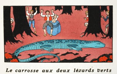 El gran lagarto azul (estampado pochoir) de Georges Barbier