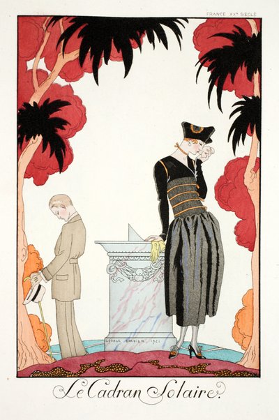 El reloj de sol, de "Falbalas & Fanfreluches, Almanach des Modes Présentes, Passées et Futures". de Georges Barbier