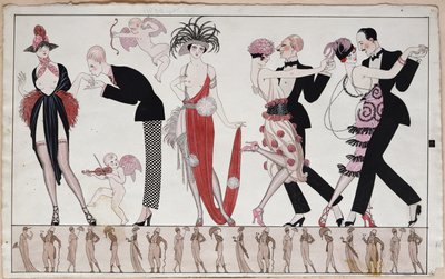 El Tango (pluma y tinta y acuarela sobre papel) de Georges Barbier