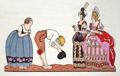Las hermanas feas de Cenicienta (impresión de pochoir) de Georges Barbier