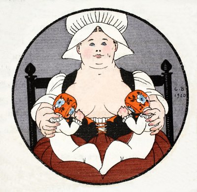 La enfermera mojada con gemelos (estampado pochoir) de Georges Barbier