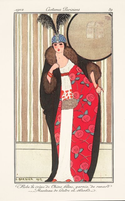 Plato de moda femenina de Journal des Dames et des Modes de Georges Barbier