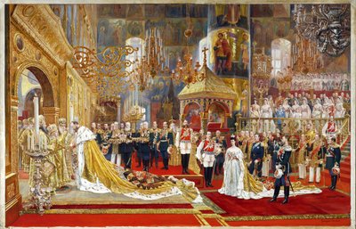 Coronación del Emperador Alejandro III y la Emperatriz María Fyodorovna, 1883-1888 de Georges Becker