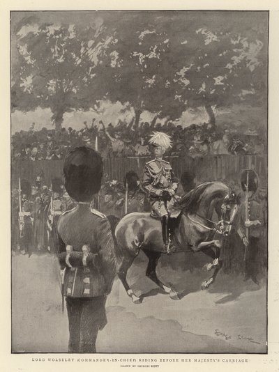 Lord Wolseley (Comandante en Jefe) cabalgando frente al carruaje de Su Majestad de Georges Bertin Scott