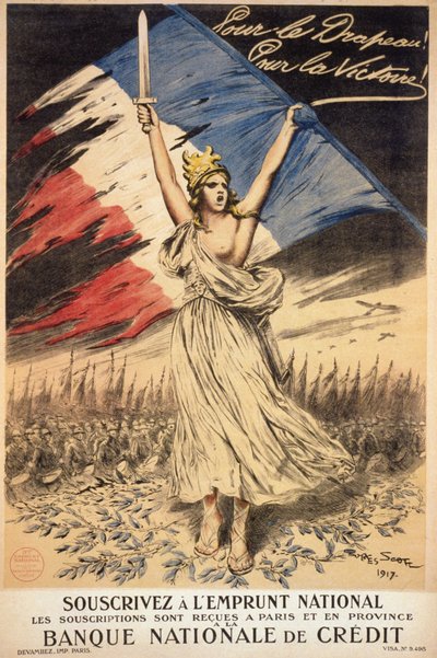 Póster para suscripción al préstamo nacional: “por la bandera, por la victoria” - ilustración de Georges Bertin Scott (1873-1942) conocido como Scott de Plagnolles de Georges Bertin Scott