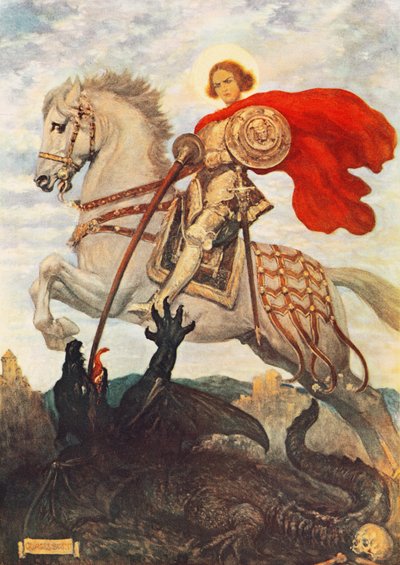 San Jorge y el Dragón (litografía en color) de Georges Bertin Scott