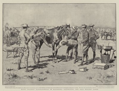 Con el Coronel Baden-Powell en Mafeking, inspeccionando las líneas de caballos enfermos de Georges Bertin Scott