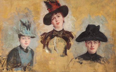 Tres Mujeres con Sombreros, 1880 de Georges Clairin
