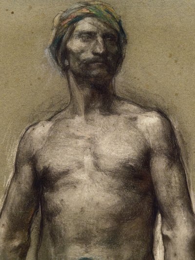 Estudio de hombre desnudo al turbante (detalle) (hacia 1888). George Desvallieres (1861-1950). Pastel sobre barra de papel laminado sobre papel cartón. Museo de Bellas Artes de la Ciudad de París, PeuPalais. de Georges Desvallieres