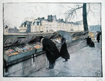 Bouquinistas a lo largo de la orilla izquierda del Sena cerca del Pont-Neuf, París de Georges Dupuis