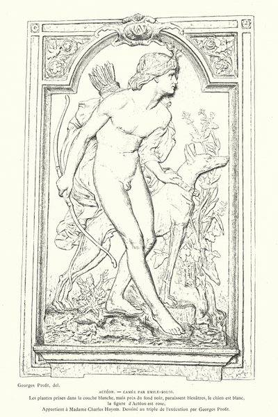Acteón, héroe de la mitología griega, camafeo del escultor francés Emile Soldi de Georges Ernest Profit