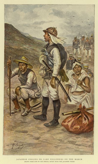 Coolies japoneses o seguidores del campamento en marcha de Georges Ferdinand Bigot