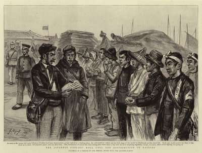 Llamada de Lista y Distribución de Raciones de los Coolies Japoneses de Georges Ferdinand Bigot