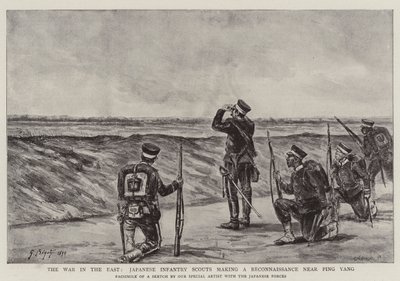 La guerra en el este, exploradores de infantería japonesa haciendo un reconocimiento cerca de Ping Yang de Georges Ferdinand Bigot