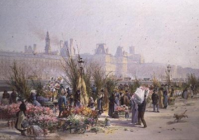 Mercado de flores junto al Sena de Georges Fraipont