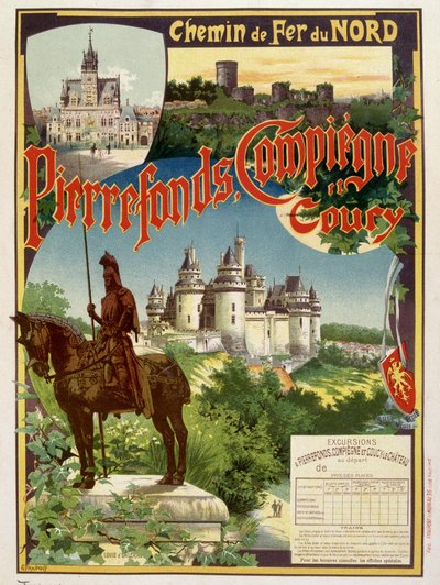 Pierrefonds, Compiègne y Coury - Póster publicitario de los Ferrocarriles del Norte, por G. Fraipont de Georges Fraipont