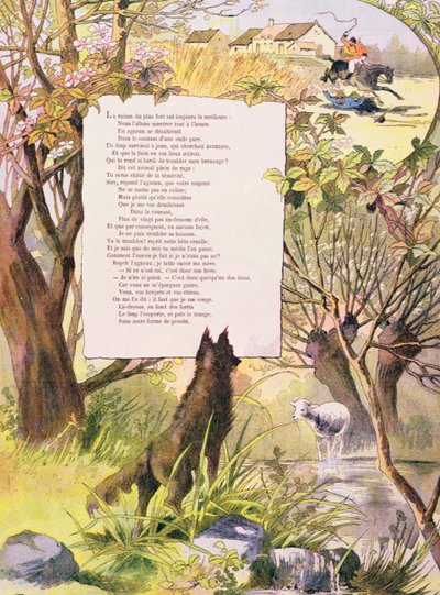 El lobo y el cordero, de Fábulas de Jean de La Fontaine (1621-95) de Georges Fraipont