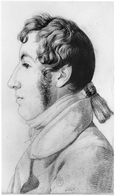 Idiota, ilustración de un tratado inédito de Jean Etienne Dominique Esquirol (1772-1840) sobre los lunáticos del asilo de Salpetriere, c.1818 de Georges Francois Gabriel